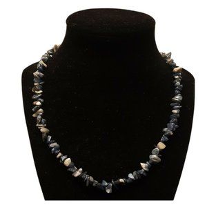 17" Cobalt Blue Lapis-Colored Stone Necklace Beaded